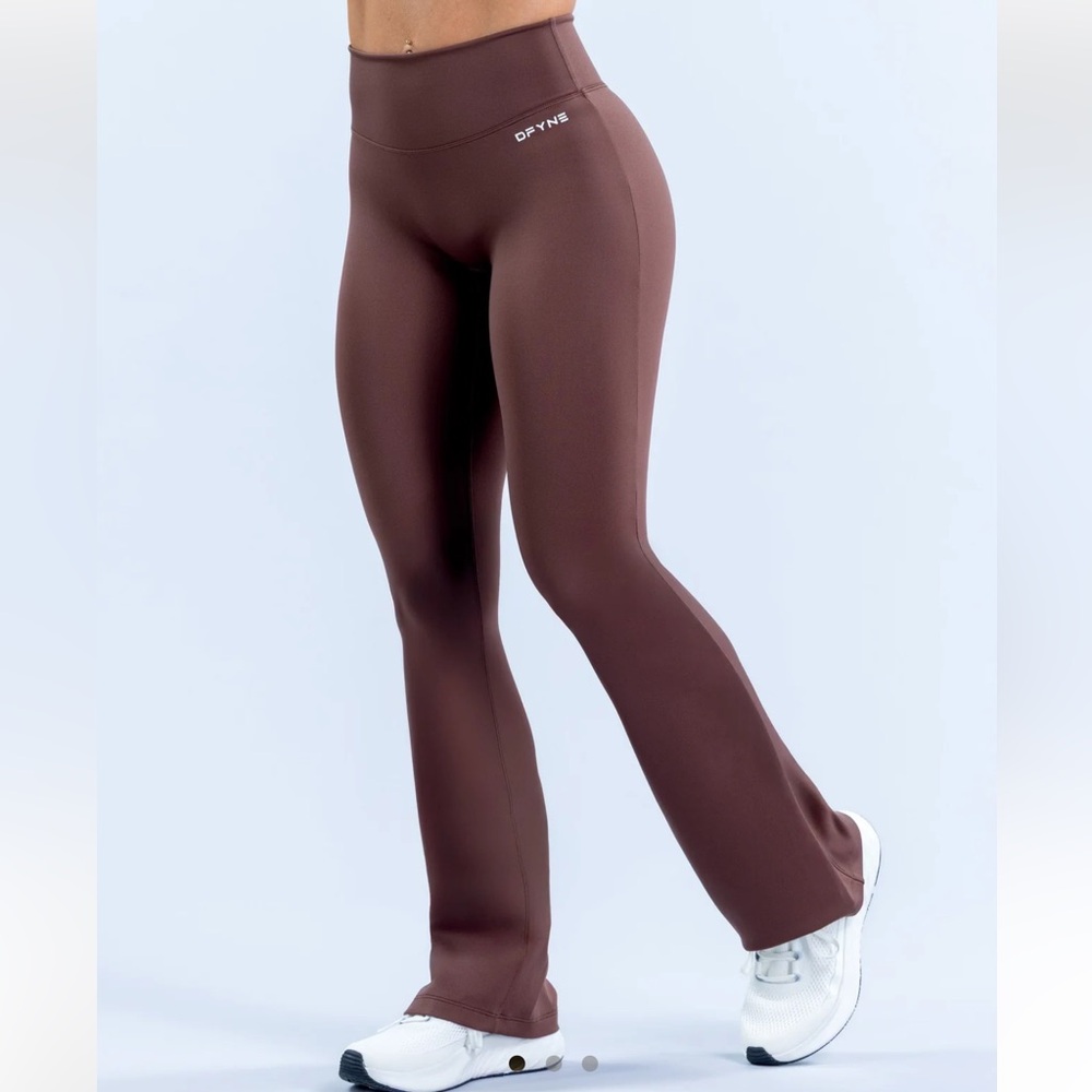 DFYNE High-Waist Brown Flare Leggings